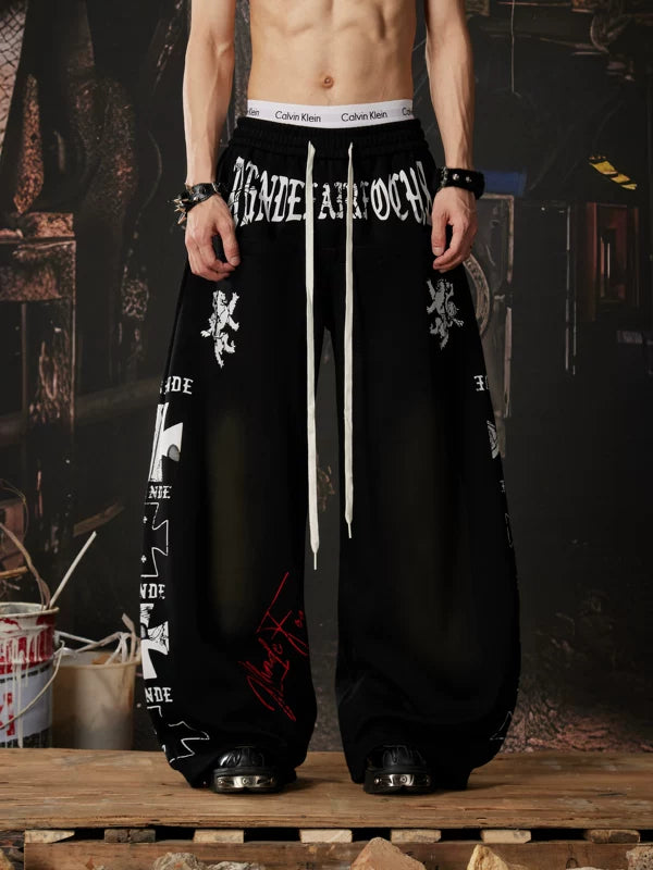 Y2K Graphic Wide Leg Casual Pants 1