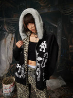 Y2K Graphic Zip-Up Hoodie with Faux Fur 2