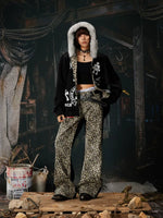 Y2K Graphic Zip-Up Hoodie with Faux Fur 4