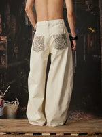 Y2K Leopard Patch Rivet Wide-Leg Pants 3
