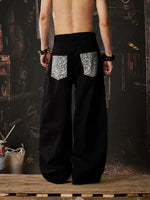 Y2K Leopard Patch Rivet Wide-Leg Pants 4