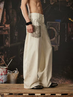 Y2K Leopard Patch Rivet Wide-Leg Pants 5