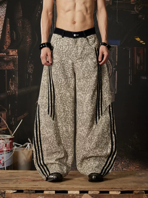 Y2K Leopard Wide Leg Patchwork Pants 2