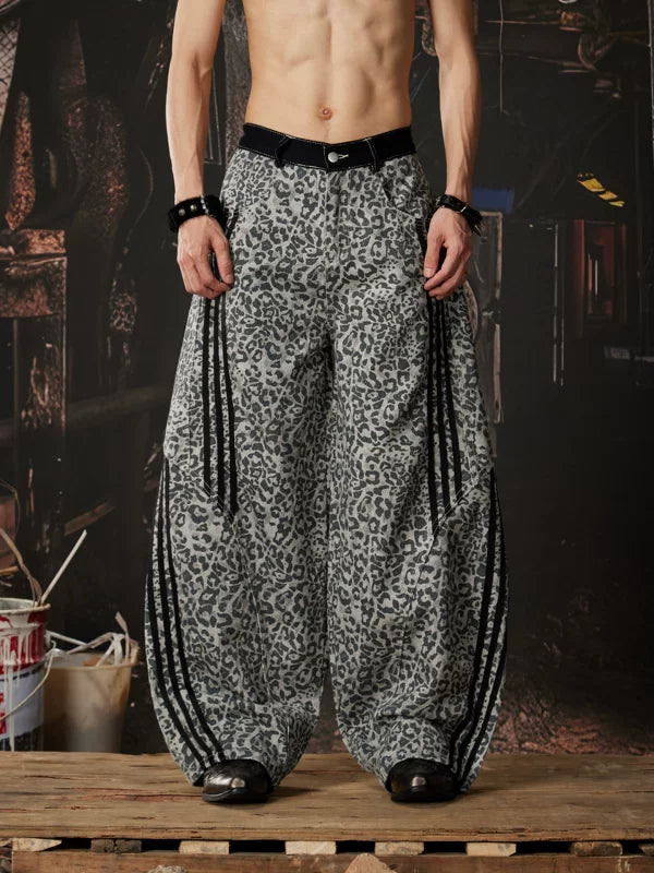 Y2K Leopard Wide Leg Patchwork Pants 5