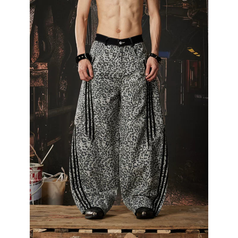 6058262912305,6058262912306,6058262912307,6058262912308, Y2K Leopard Wide Leg Patchwork Pants
