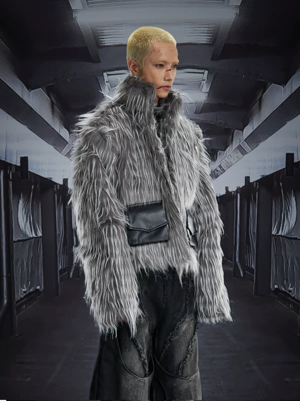 Y2K Long Faux Fur Short Jacket 2
