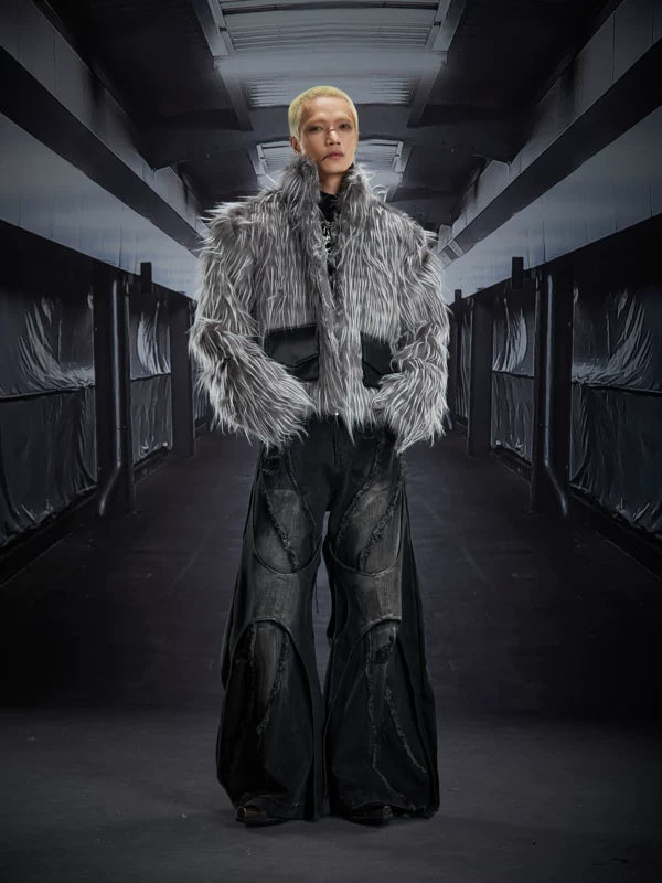 Y2K Long Faux Fur Short Jacket 5