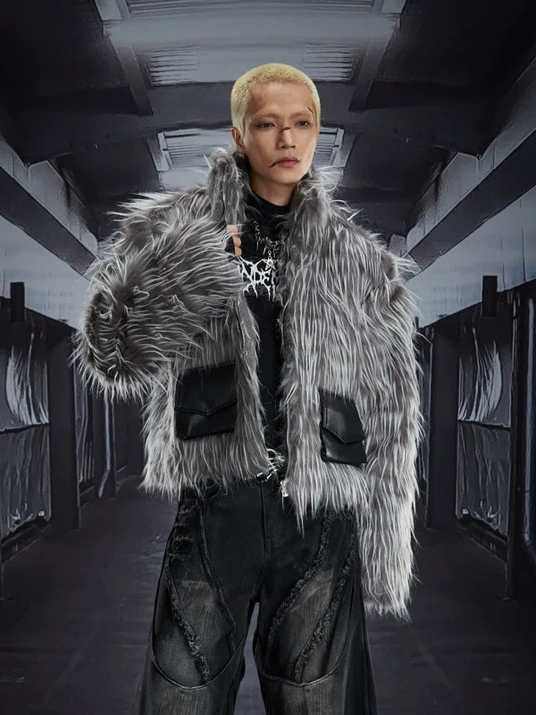 6138497699814,6138497699815,6138497699816, Y2K Long Faux Fur Short Jacket