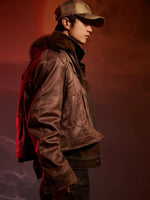Y2K Patchwork Suede Jacket with Fur Collar 4