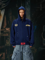 Y2K Punk Distressed Zip-Up Hooded Sweatshirt 1