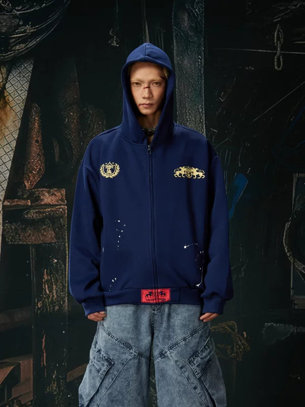 Y2K Punk Distressed Zip-Up Hooded Sweatshirt 1