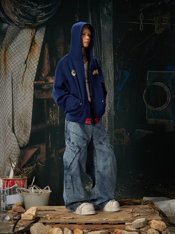 Y2K Punk Distressed Zip-Up Hooded Sweatshirt 5