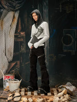 Y2K Punk Faux Layered Striped Hooded Top 5