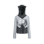 6184735230559,6184735230560,6184735230561,6184735230562, Y2K Punk Faux Layered Striped Hooded Top