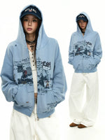 Y2K Punk Graffiti Zip Hooded Sweatshirt 1
