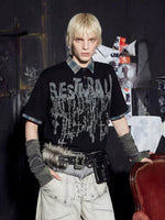 Y2K Punk Graphic Plaid Collar Cotton Polo 1