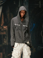 Y2K Punk Striped Zip-Up Hoodie Jacket 1