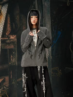 Y2K Punk Striped Zip-Up Hoodie Jacket 2