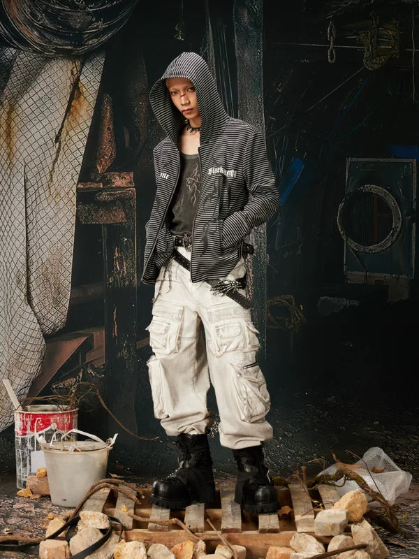Y2K Punk Striped Zip-Up Hoodie Jacket 4