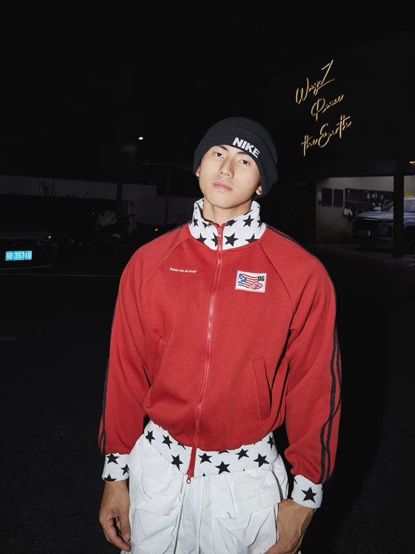 Y2K Style Star Print Sports Jacket 1