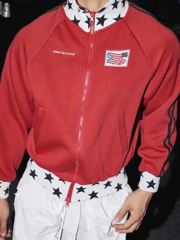 Y2K Style Star Print Sports Jacket 3