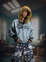 Y2K Zip Up Hoodie with Faux Fur 2