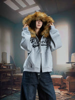 Y2K Zip Up Hoodie with Faux Fur 3