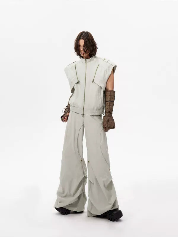 Zip Front Sleeveless Utility Vest 1