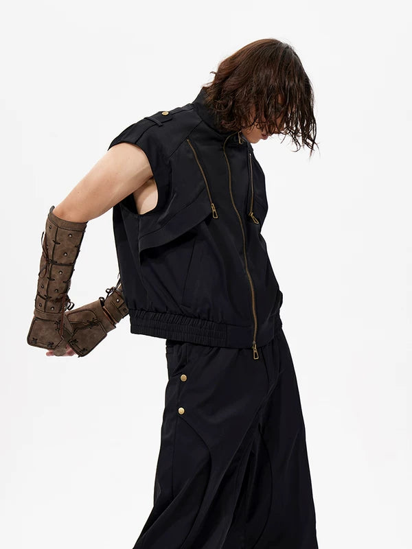 Zip Front Sleeveless Utility Vest 4