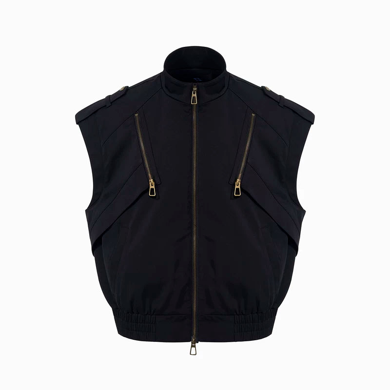 5791102141674,5791102141675,5791102141676,5791102141677, Zip Front Sleeveless Utility Vest