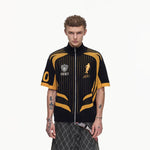 6035052192351,6035052192352,6035052192353, Zip-Up Football Knit Polo Shirt