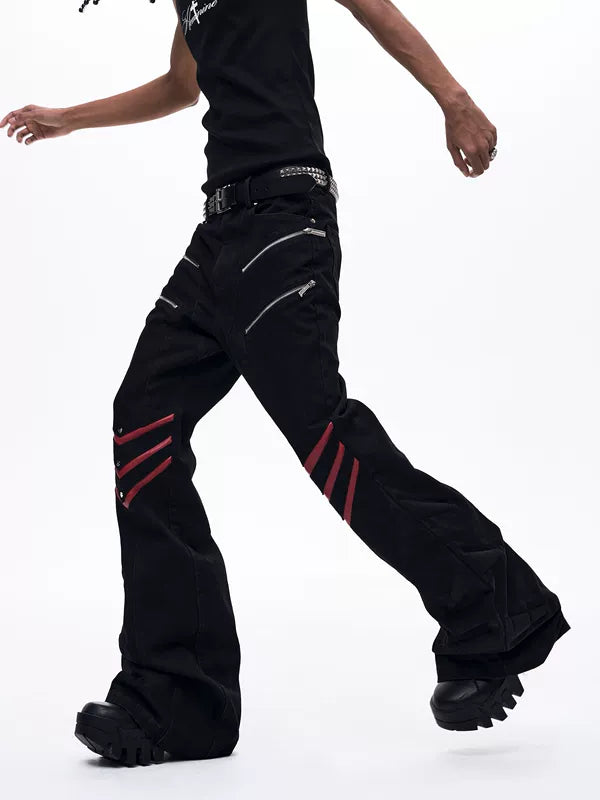 Zippered Flared Leather Pants 1
