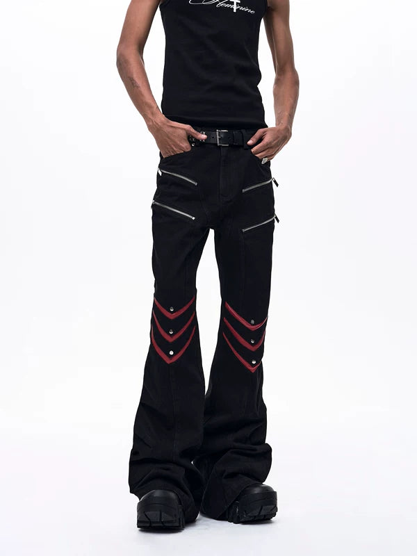Zippered Flared Leather Pants 2