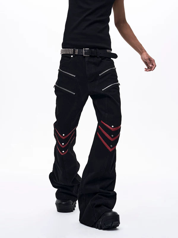 Zippered Flared Leather Pants 3