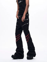 Zippered Flared Leather Pants 4