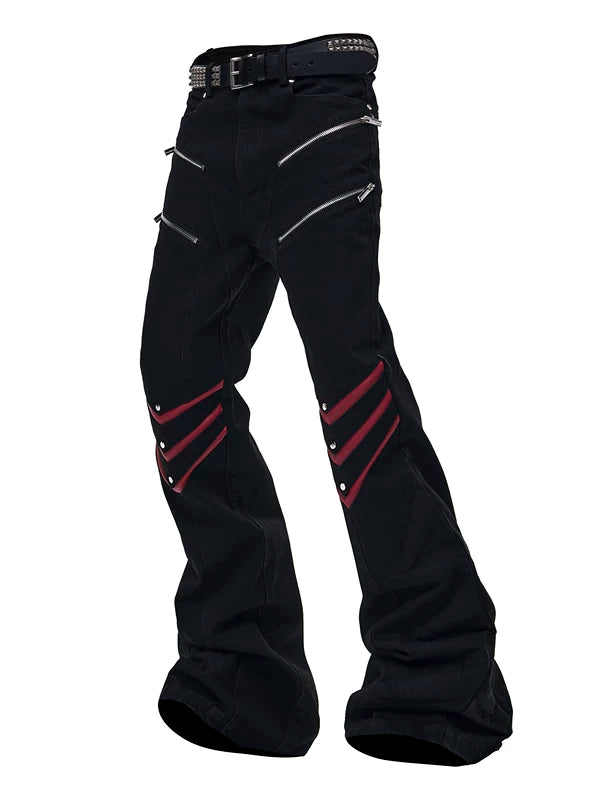 Zippered Flared Leather Pants 5